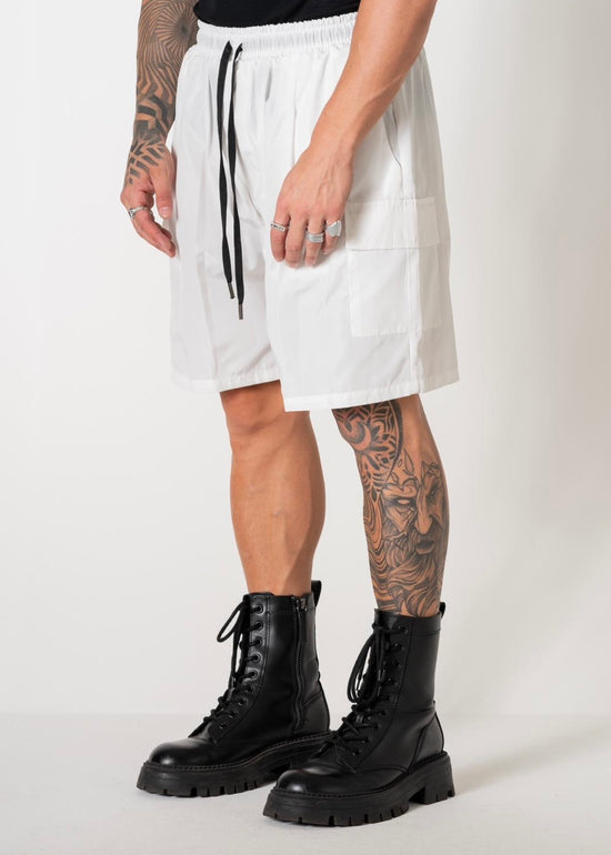 SHORTS CARGO NYLON ( BIANCO - NERO )